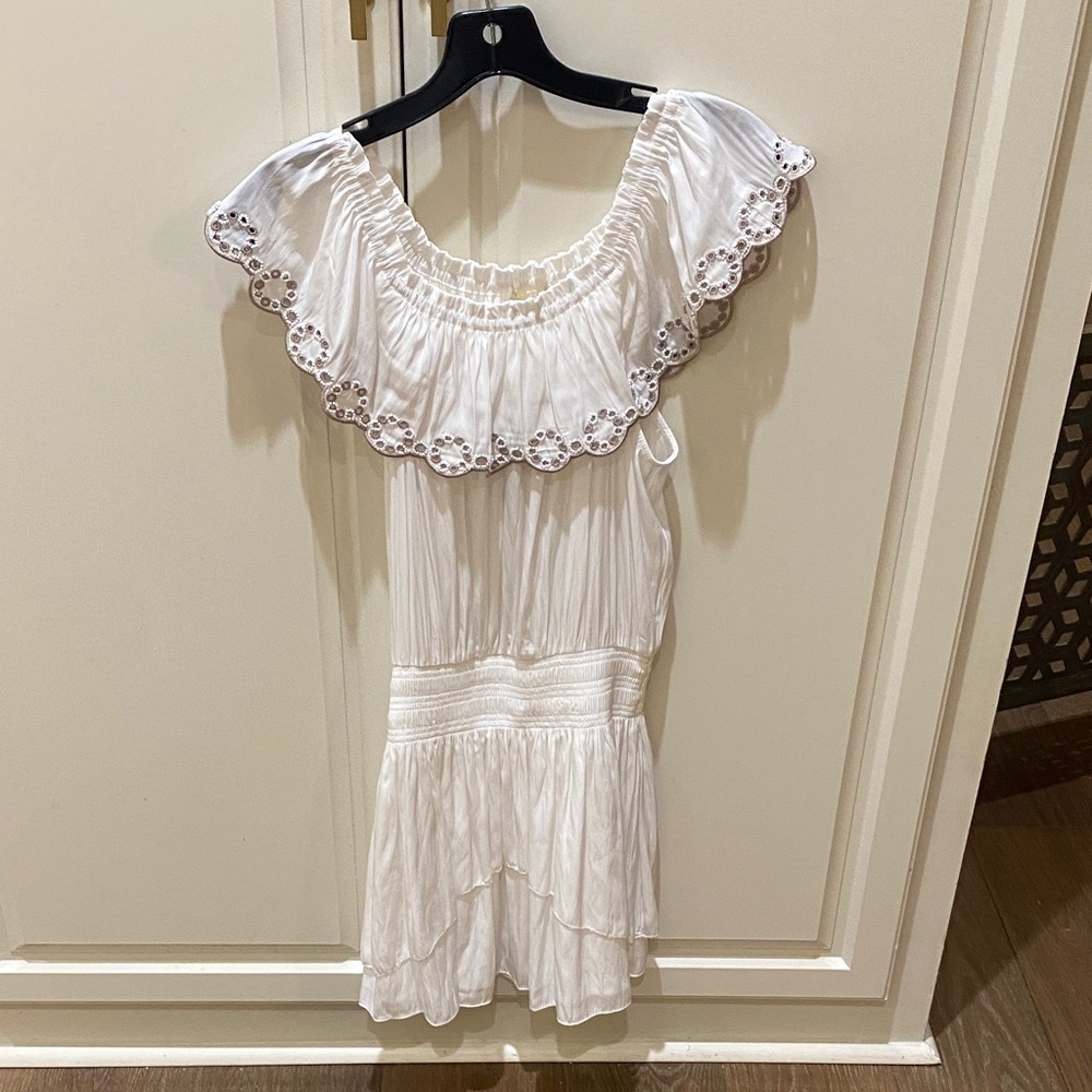 NWT- Ramy Brook dress. White with tan embroidery.  Excellent condition.